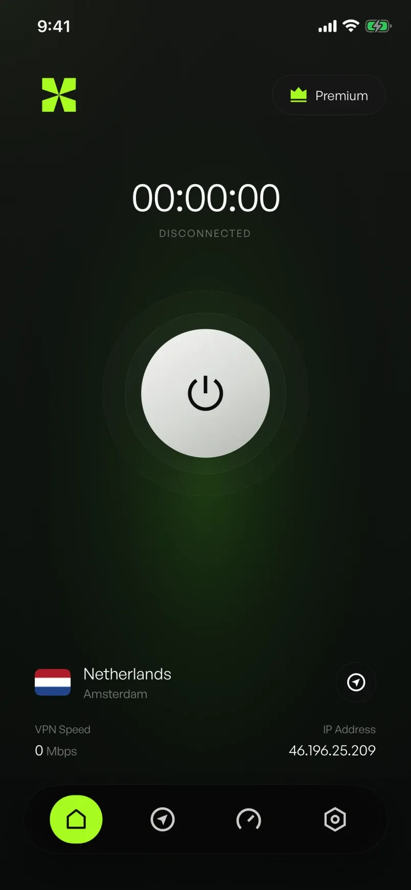 XVPN home screen