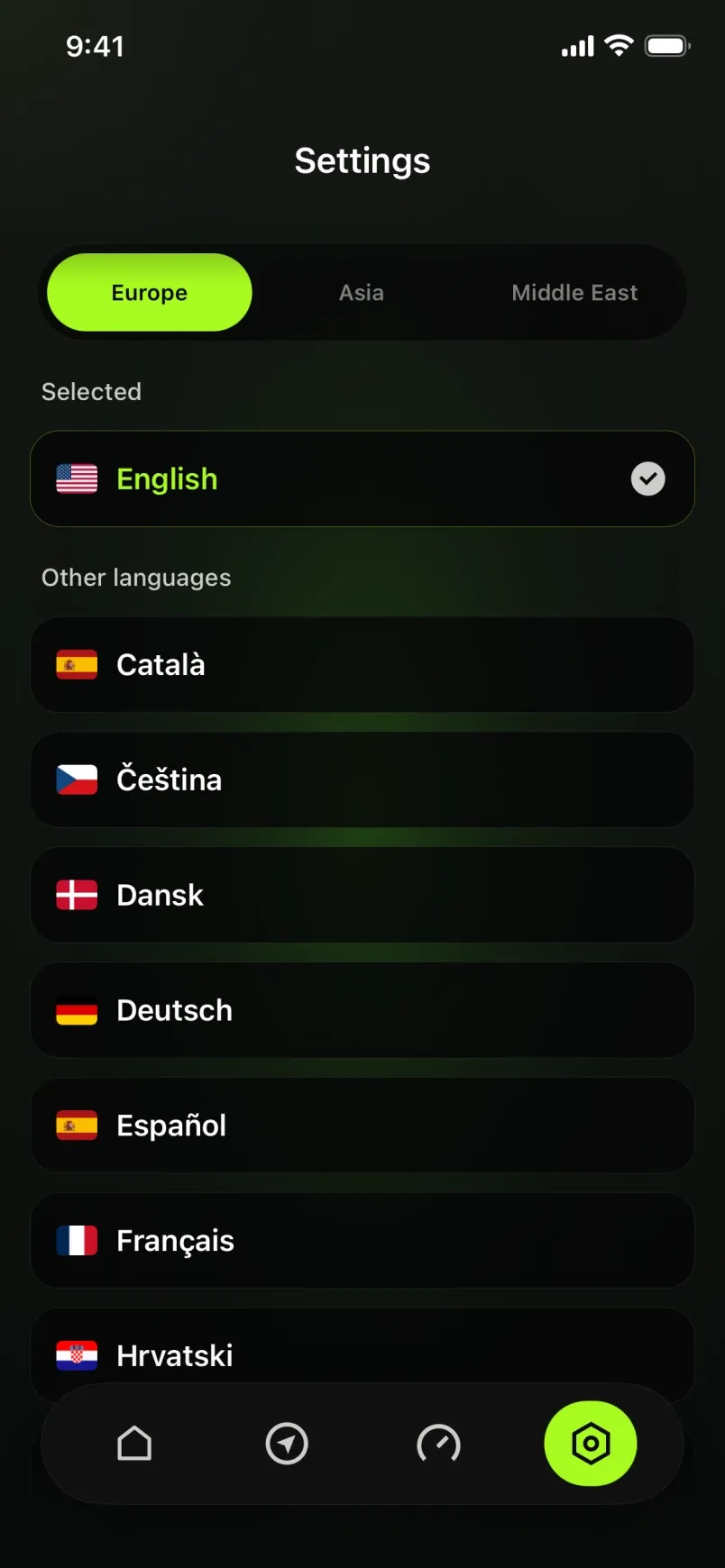 xVPN language settings