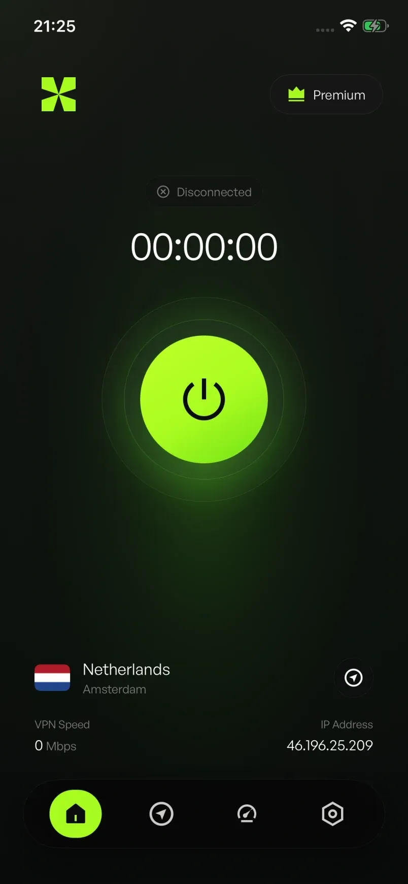 XVPN home screen