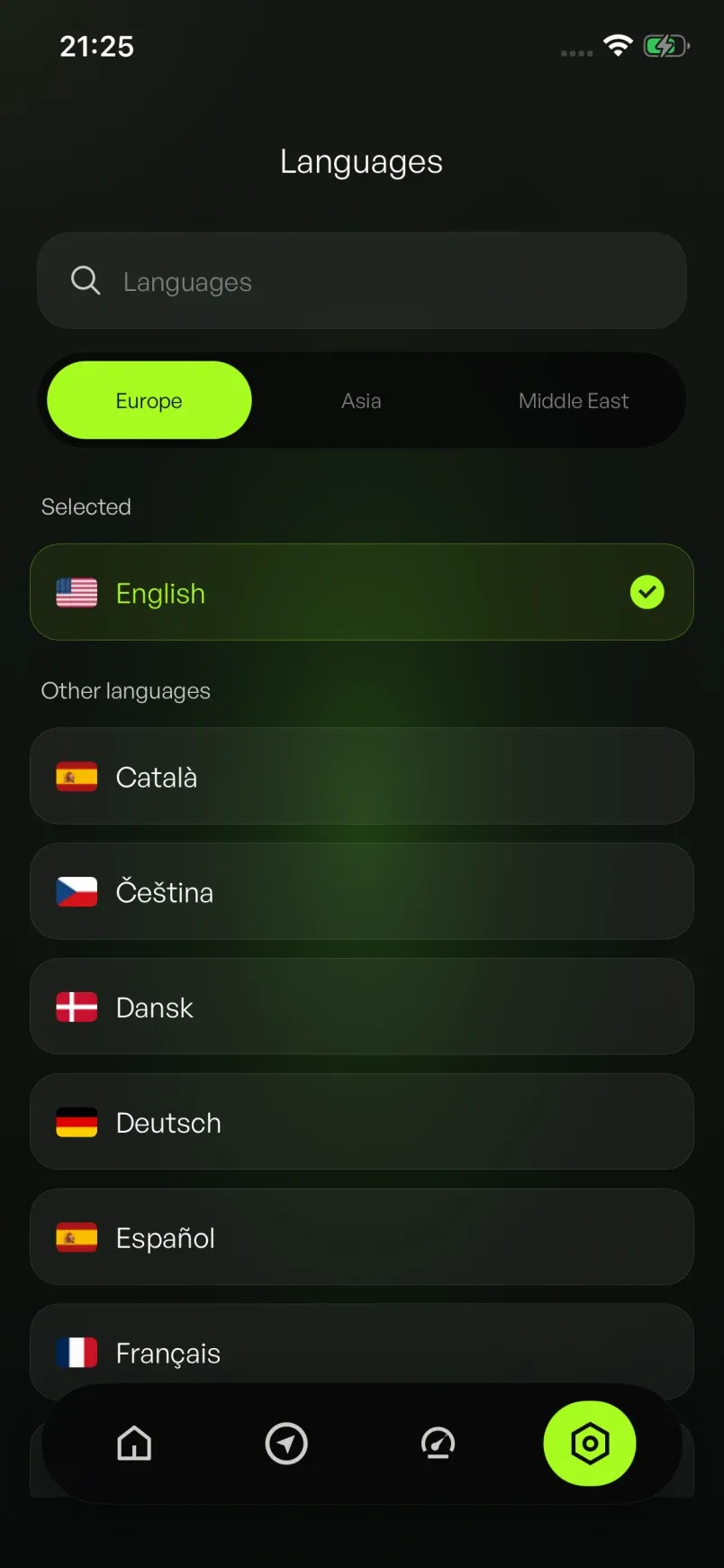 XVPN language settings